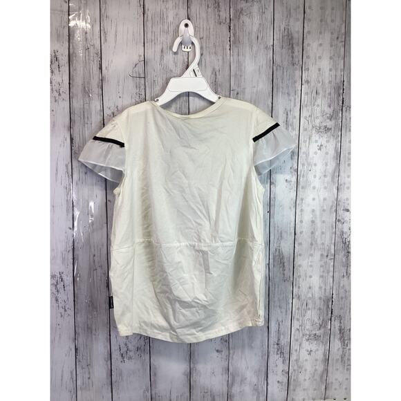 Simple Truth City Girl White Black Trimmed Short Sleeve Blouse Size Small NWT - Picture 4 of 6